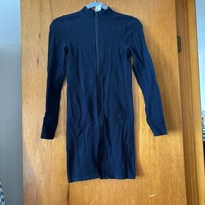 Elegant Black Ribbed Dress